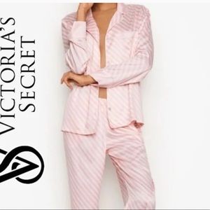 Victoria's Secret Pink Striped Silky Sleepwear Top NWOT